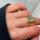Luna Wide Band Irregular Grey Crystal Ring
