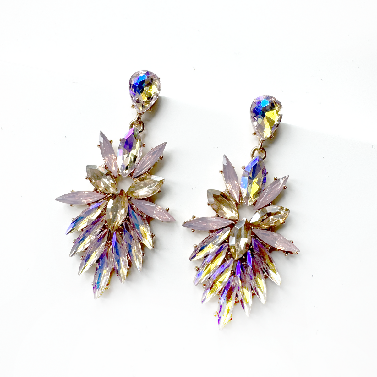 Genevieve  Pink Rhinestone Statement Earrings