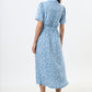Inesa Negative Floral Print Short Sleeve Midi Shirt Dress - Blue