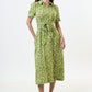 Inesa Negative Floral Print Short Sleeve Midi Shirtdress - Green