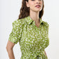 Inesa Negative Floral Print Short Sleeve Midi Shirtdress - Green