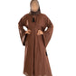 V Neck Abaya with Tassel in Olive Green - Elegant Long Sleeve Dress for Women
