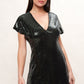 Jaska Sequin V Neck Mini Dress - Green