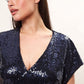 Jaska Sequin V Neck Mini Dress - Navy