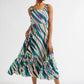 Jema Diagonal Wave Print Midi Sundress