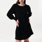 Jenyfer Eyelash Rib Long Sleeve Mini Dress - Black