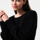 Jenyfer Eyelash Rib Long Sleeve Mini Dress - Black