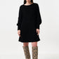 Jenyfer Eyelash Rib Long Sleeve Mini Dress - Black