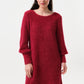 Jenyfer Eyelash Rib Long Sleeve Mini Dress - Red