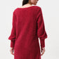 Jenyfer Eyelash Rib Long Sleeve Mini Dress - Red