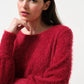 Jenyfer Eyelash Rib Long Sleeve Mini Dress - Red