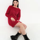 Jenyfer Eyelash Rib Long Sleeve Mini Dress - Red