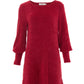 Jenyfer Eyelash Rib Long Sleeve Mini Dress - Red