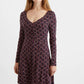 Jona Retro Dots Print Long Sleeve Mini Dress