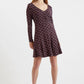 Jona Retro Dots Print Long Sleeve Mini Dress