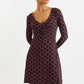 Jona Retro Dots Print Long Sleeve Mini Dress