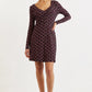Jona Retro Dots Print Long Sleeve Mini Dress
