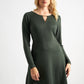 Josy Brushed Marl Jersey Skater Style Mini Dress - Green