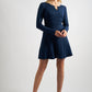 Josy Brushed Marl Jersey Skater Style Mini Dress - Navy