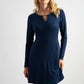 Josy Brushed Marl Jersey Skater Style Mini Dress - Navy