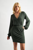 Juli Brushed Marl Jersey Mini Dress - Green