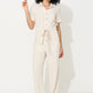 Justin Linen Mix Short Sleeve Jumpsuit - Natural