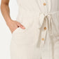 Justin Linen Mix Short Sleeve Jumpsuit - Natural