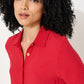 Justin Linen Mix Short Sleeve Jumpsuit - Red