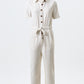 Justin Linen Mix Short Sleeve Jumpsuit - Natural