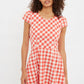 Louche Kare Picnic Check Cap Sleeve Mini Dress In Red