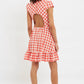 Louche Kare Picnic Check Cap Sleeve Mini Dress In Red