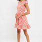 Louche Kare Picnic Check Cap Sleeve Mini Dress In Red