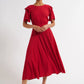 Katleen Crepe Flutter Sleeve Midi Dress - Red