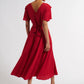 Katleen Crepe Flutter Sleeve Midi Dress - Red