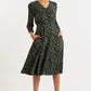Kathlyn Fleur Vert Print Long Sleeve Midi Dress
