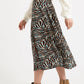 Kiyo Roar Print Midi Skirt