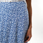 Kiyo Micro Blossom Print Midi Skirt In Blue