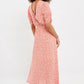 Louche Kiza Micro Blossom Print Short Sleeve Midi Dress In Pink