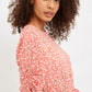 Louche Kiza Micro Blossom Print Short Sleeve Midi Dress In Pink
