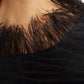 Louche Krystel Zebra Devore Feather Trim Midi Dress Black