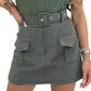 Anna Women's High Waisted Cargo Skort with Belt and Utility Pockets