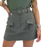 Anna Women's High Waisted Cargo Skort with Belt and Utility Pockets