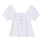 Lea Recycled Cotton Square Neck Short Sleeve Blouse - White