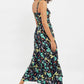 Leda Pond Print Shirred Waist Midi Sundress