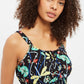 Leda Pond Print Shirred Waist Midi Sundress