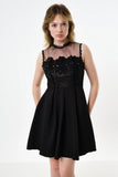 Lenore Black Lace Bodice Mini Dress
