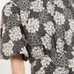 Leonore Flower Patch Balloon Sleeve Midi Dress in Black & White