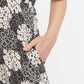 Leonore Flower Patch Balloon Sleeve Midi Dress in Black & White