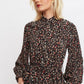 Louche Leonie Wax Flower Long Sleeve Midi Shirtdress