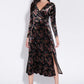Lesley Rose Bowl Velvet Wrap Midi Dress
